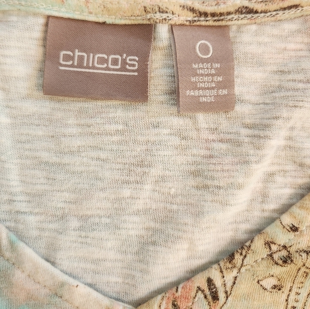 Chicos Paisley 3/4 Sleeve Top - Picture 4 of 5